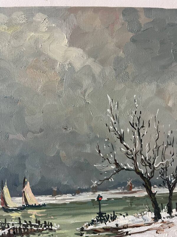 Moulin sur L’Escaut, huile sur toile signée