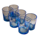 Six Blue Glass Tumblers with Arched Rim by Pitti Studio, Italian Mid-Century Glassware