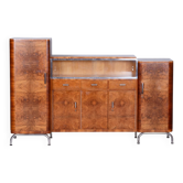 Bauhaus Czechia Sideboard in Walnut and Chrome-Plated Steel by Robert Slezak, 1930s