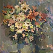 Antique painting, Still life with wild flowers, signed, 20th century
