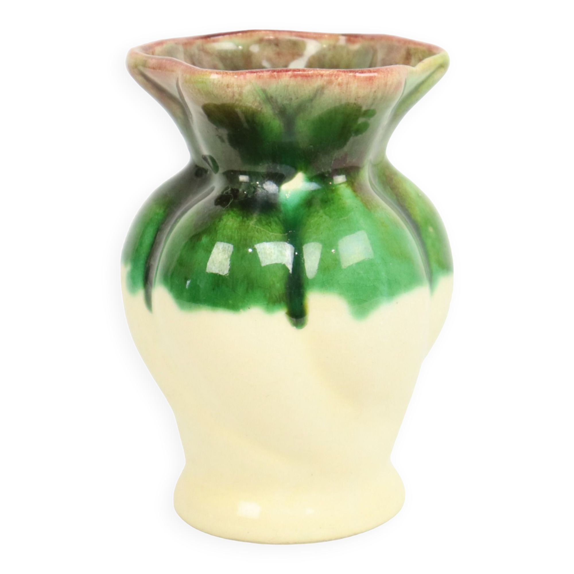 Small west germany vase cream green crackle glazed ceramic 15cm