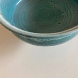 Ceramic turquoise centerpiece on foot Vallauris terracotta mid century