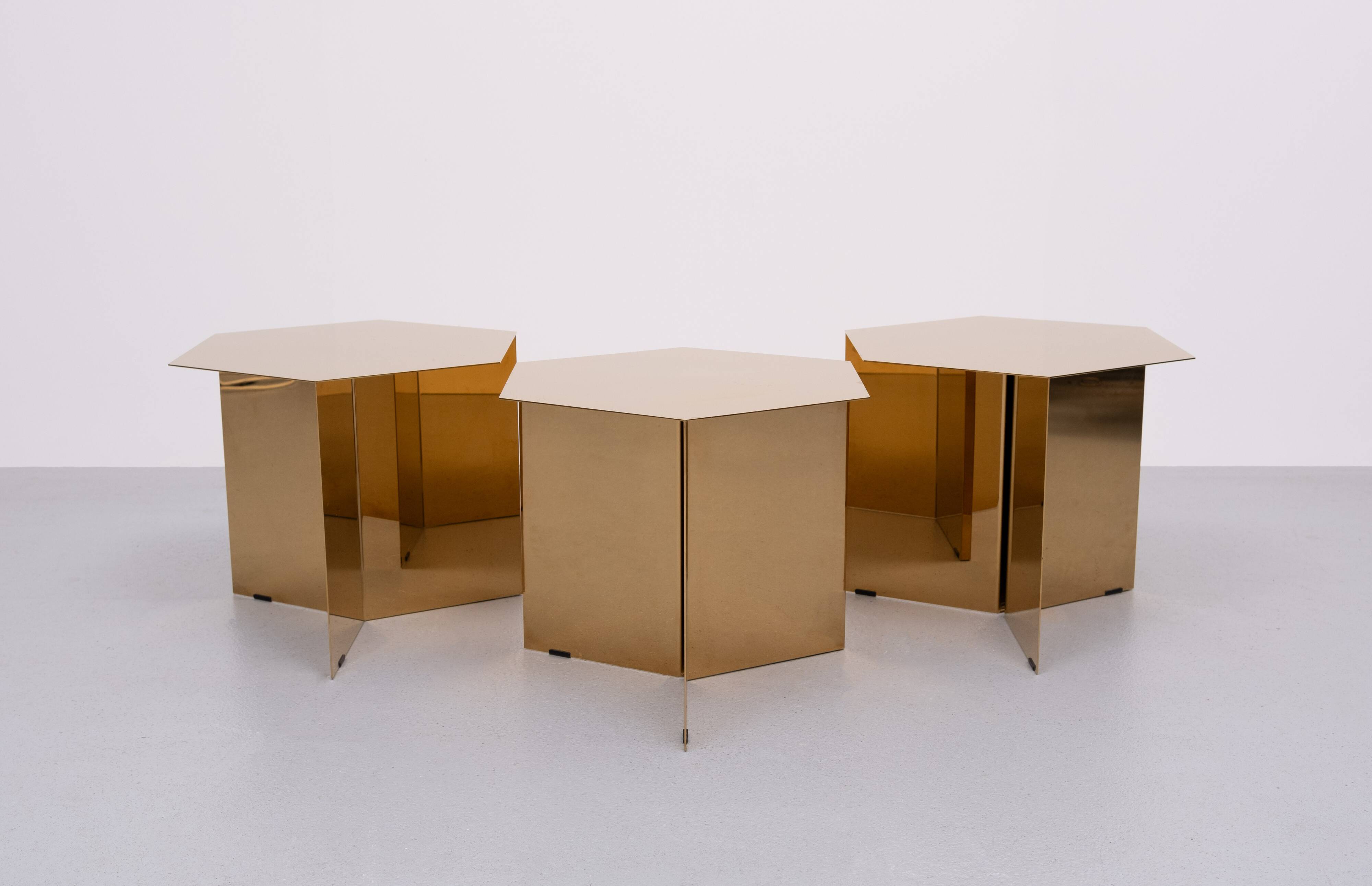 Danish brand Hay’s '' Slit '' Brass side tables set of 3