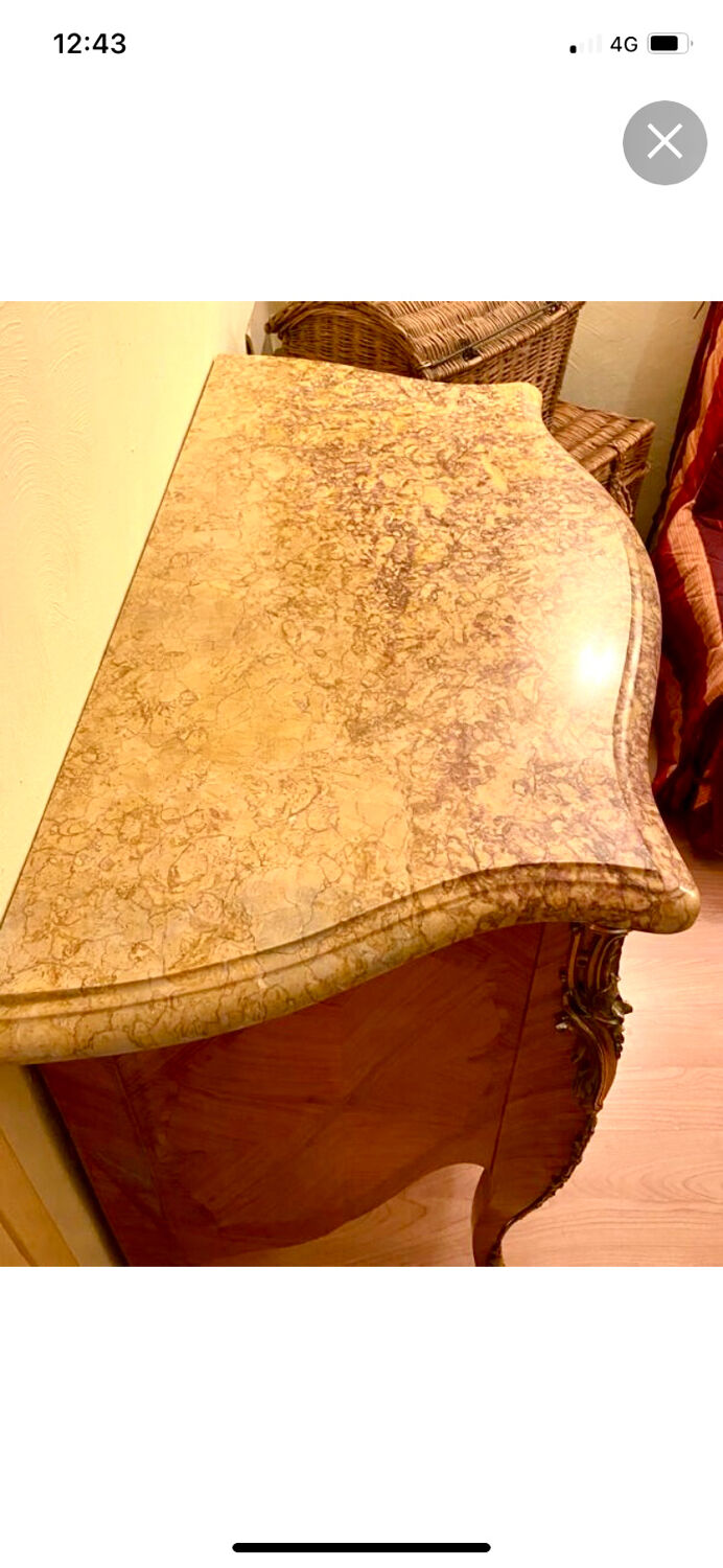 Old chest of drawers marquetry Louis XV style
