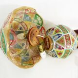 Ancient camel leather lamp and wooden base