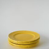 Set of 6 Badonviller lemon yellow dessert plates, 1960