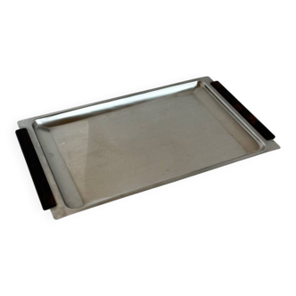 Vintage Stainless Steel With Wood Handles Serving Platter