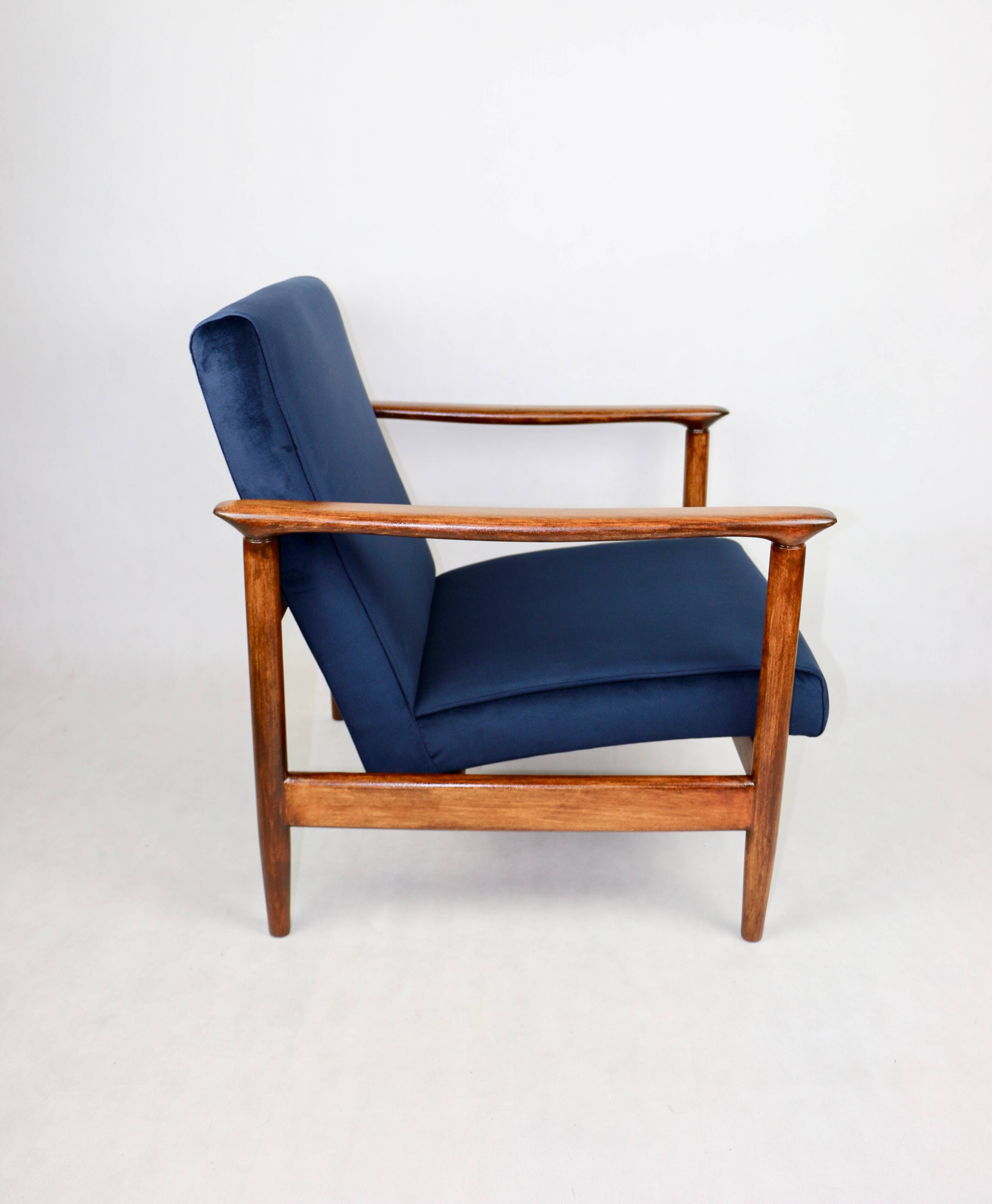GFM-142 armchair, designed by Edmund Homa from the 70s, navy blue - 2 pieces available