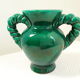 Vase vert Vallauris vintage anses torsadées