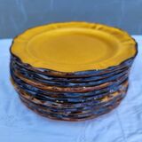 Set of 11 saffron Fleur de lys dessert plates ADP