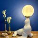 Vintage seal lamp in white ceramic and opaline.