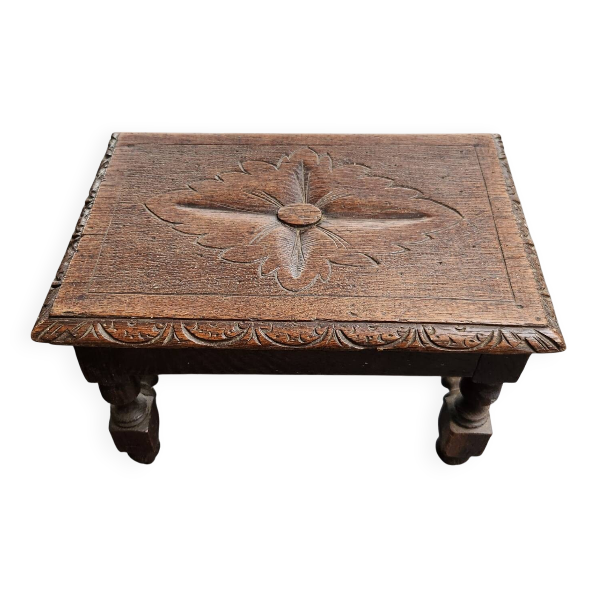 Bench, antique wooden footrest