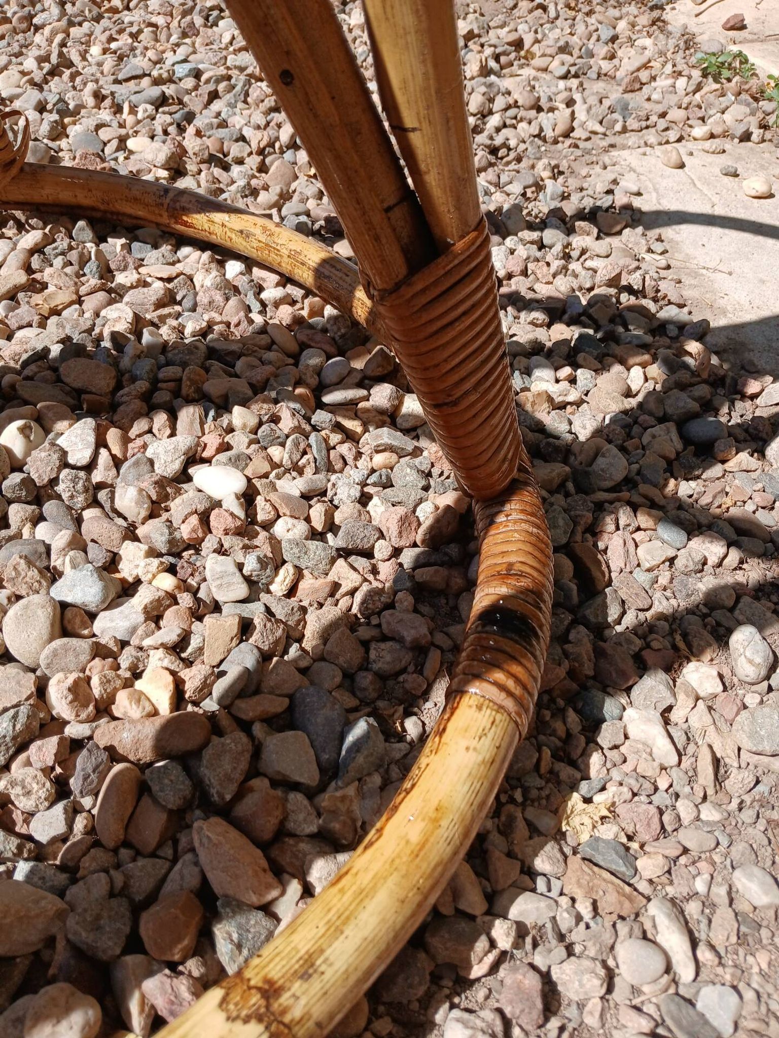 Vintage coat rack in bamboo and rattan