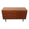 Small vintage Scandinavian style sideboard in teak and black metal from the 60s