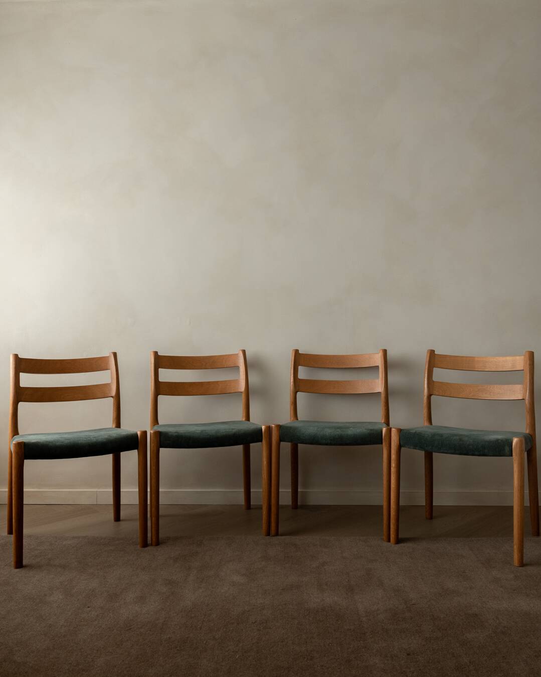 Vintage Danish Dining Chairs Model 84 Oak Niels O. Møller, 1960s, Set of 4