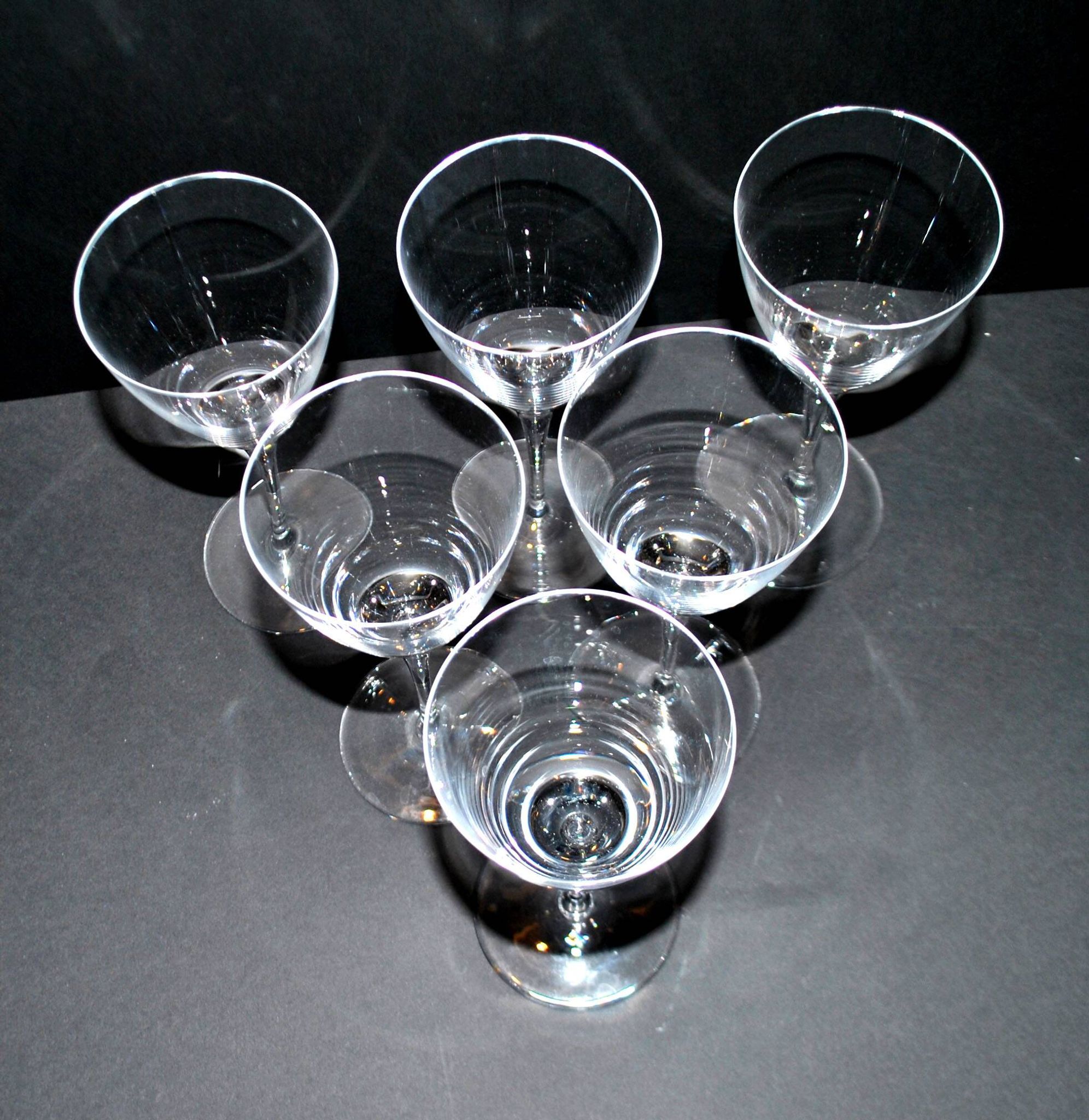 Set of 6 BEAUBOURG white wine glasses in Sèvres crystal signed 19cm