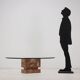 Vintage coffee table in marble and glass, Italy, 1980s-1990s.