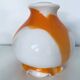Globe lampshade in orange and white glass, vintage 1970s Space Age.