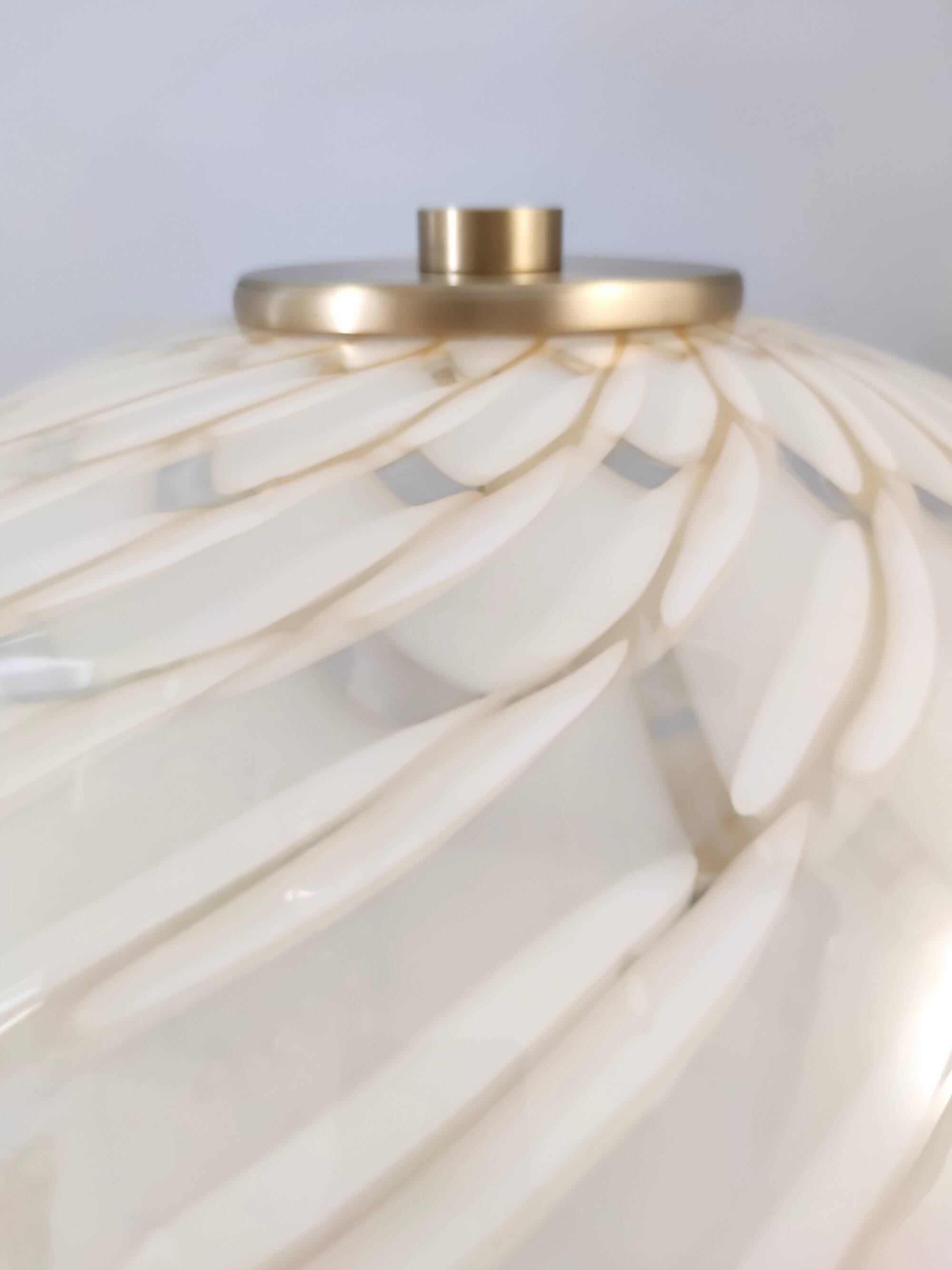 White Murano Glass and Brass Table Lamp, Italy, 1980s