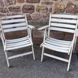 duo of folding garden armchairs brasserie cafe terrace Brasserie