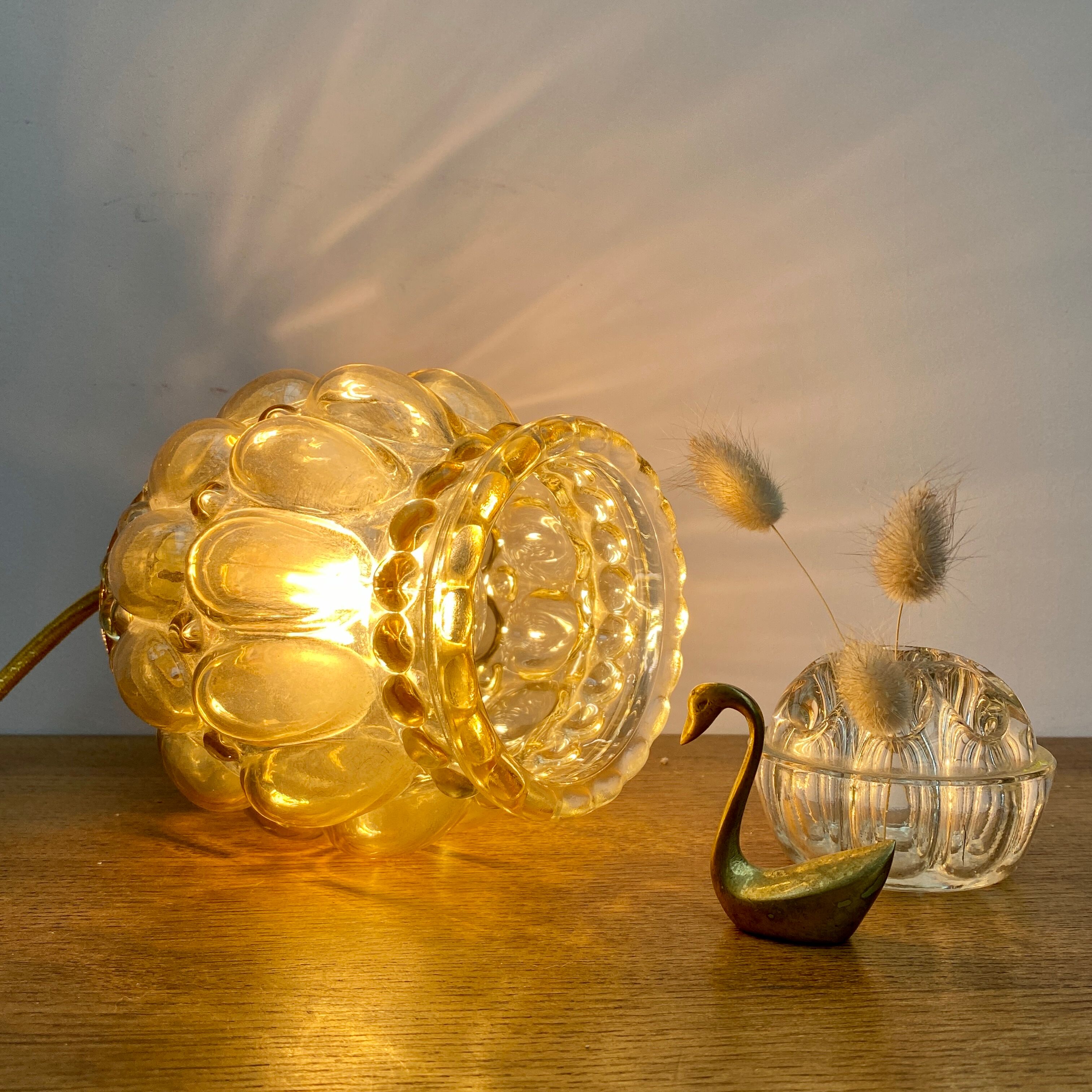 Vintage amber glass globe walker