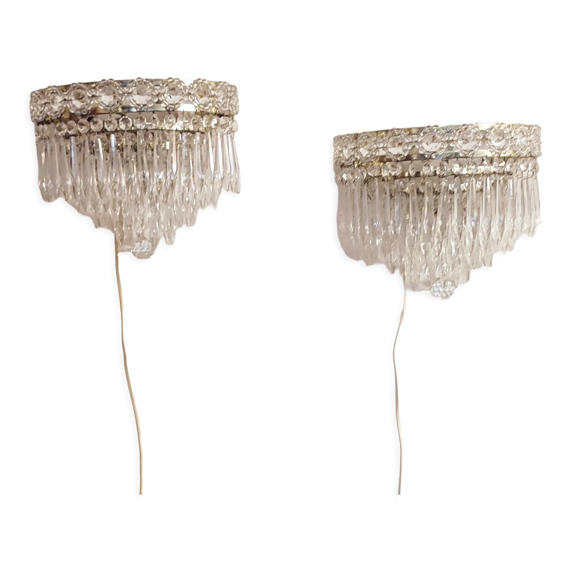 Classic crystal sconces. France, 1950s