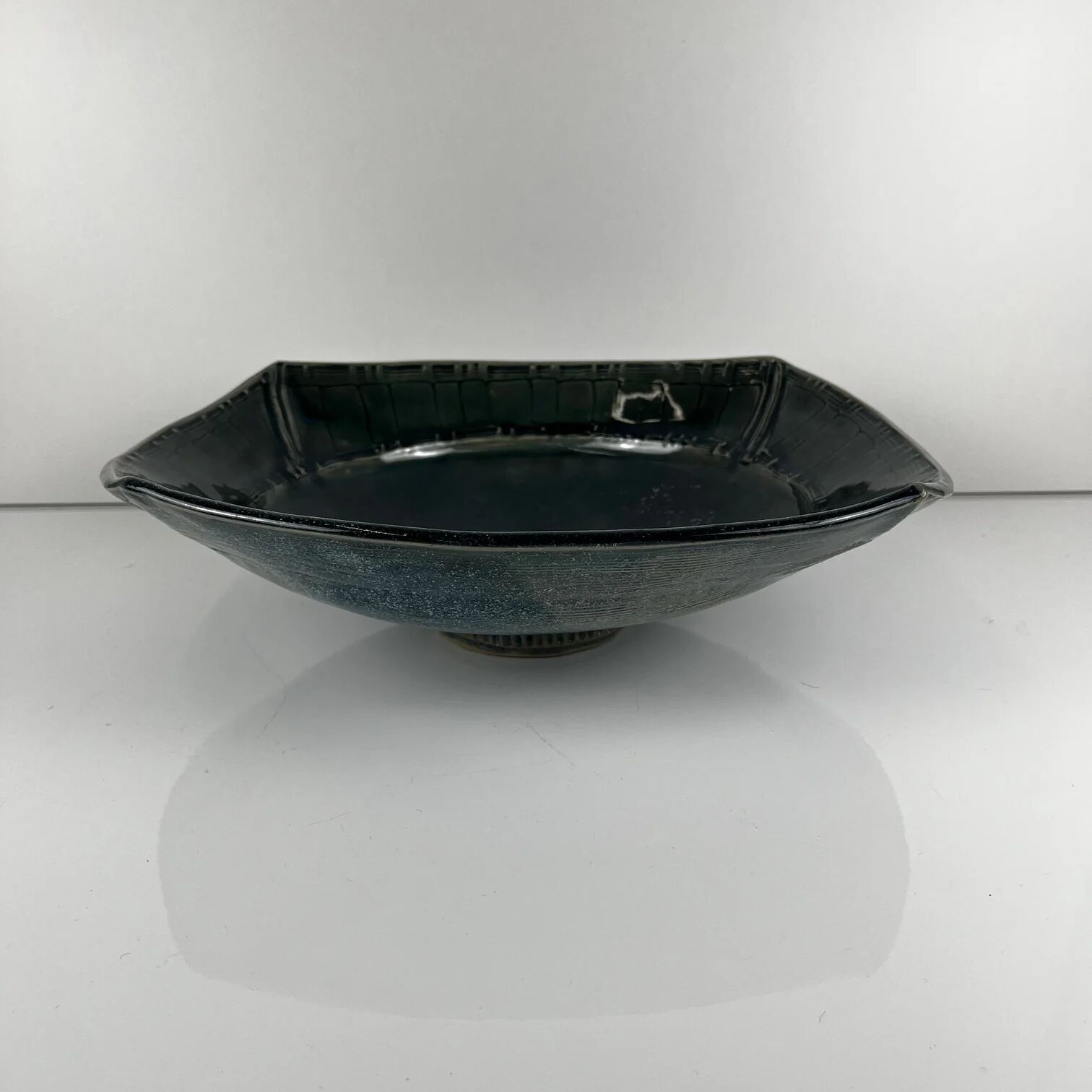 Dark blue/green glazed ceramic bowl, 1960.