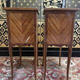 Pair of Louis Transition bedside tables in marquetry