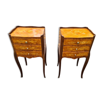 Pair of bedside Louis XV marquetry