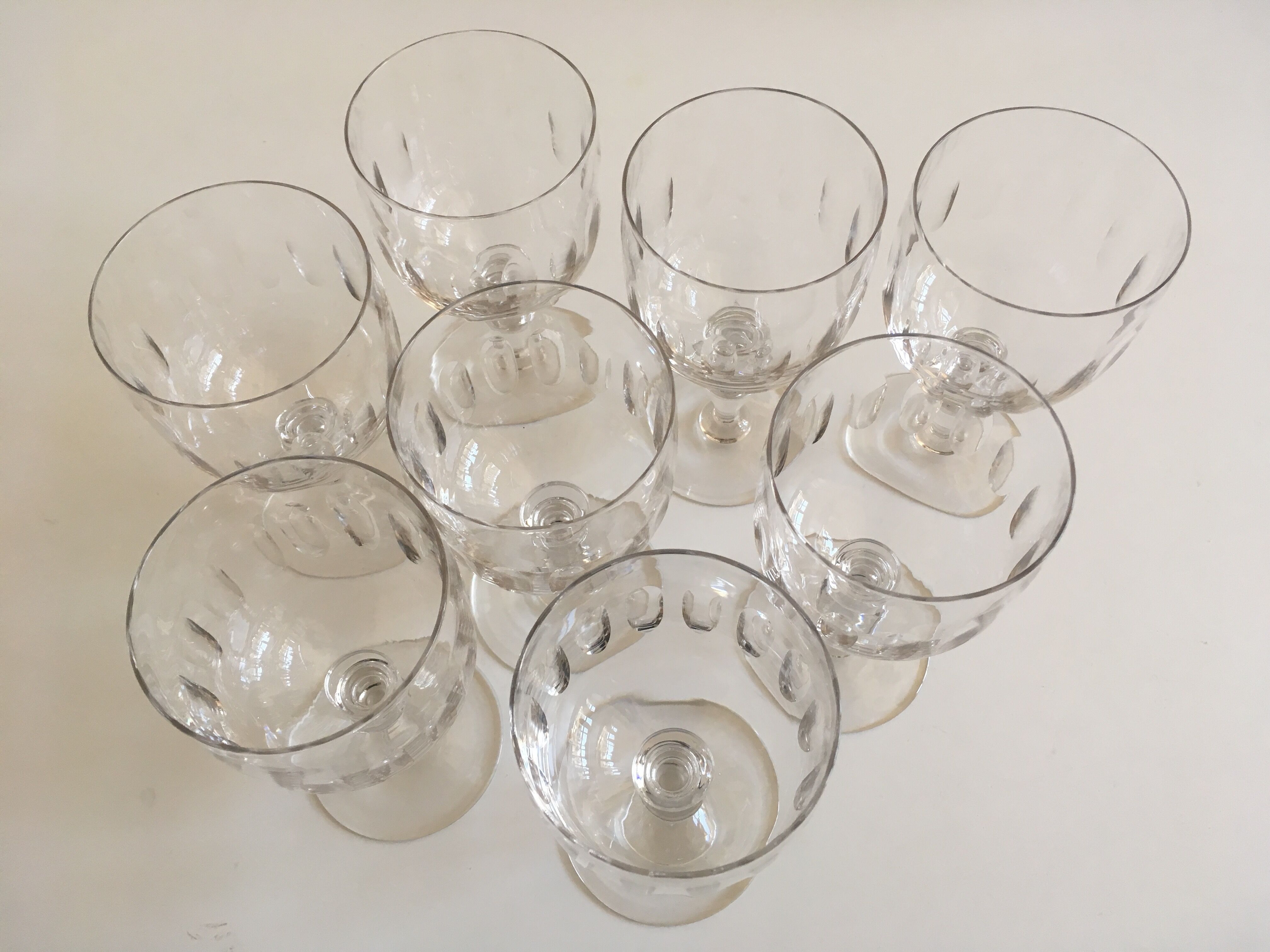 set of 8 19th crystal glasses ringing faceted