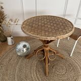 Rattan pedestal table