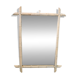 Vintage mirror with a bamboo spirit painted white – Graphic elegance and exoticism