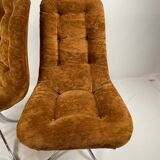 Pair of  chairs - 1970´s - chrome and brown velvet