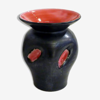 Vase midcentury noir & rose