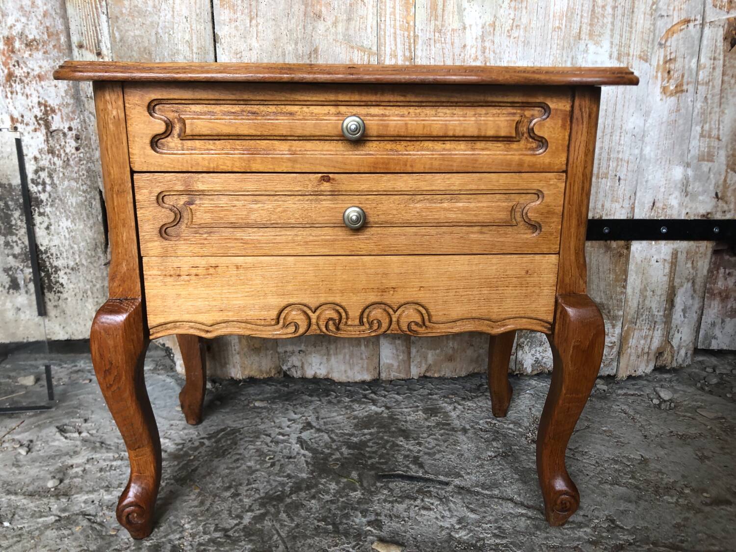 Old worker louis xv style commode vintage wood drawers #a634