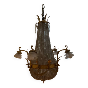 Grand lustre empire Montgolfière - bronze