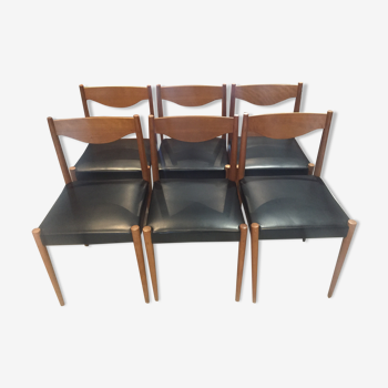 Suite of 6 scandinavian chairs 70s