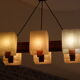 1960s Scandinavian suspension light in teak and perspex.
