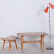 Restored Mid-Century Style Coffee Table, Cherry-Tree, Rattan, 1950s, Czechia