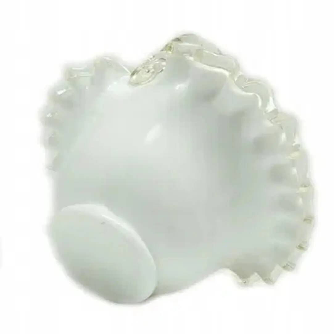 Decorative basket, white glass, Poland, 1970s