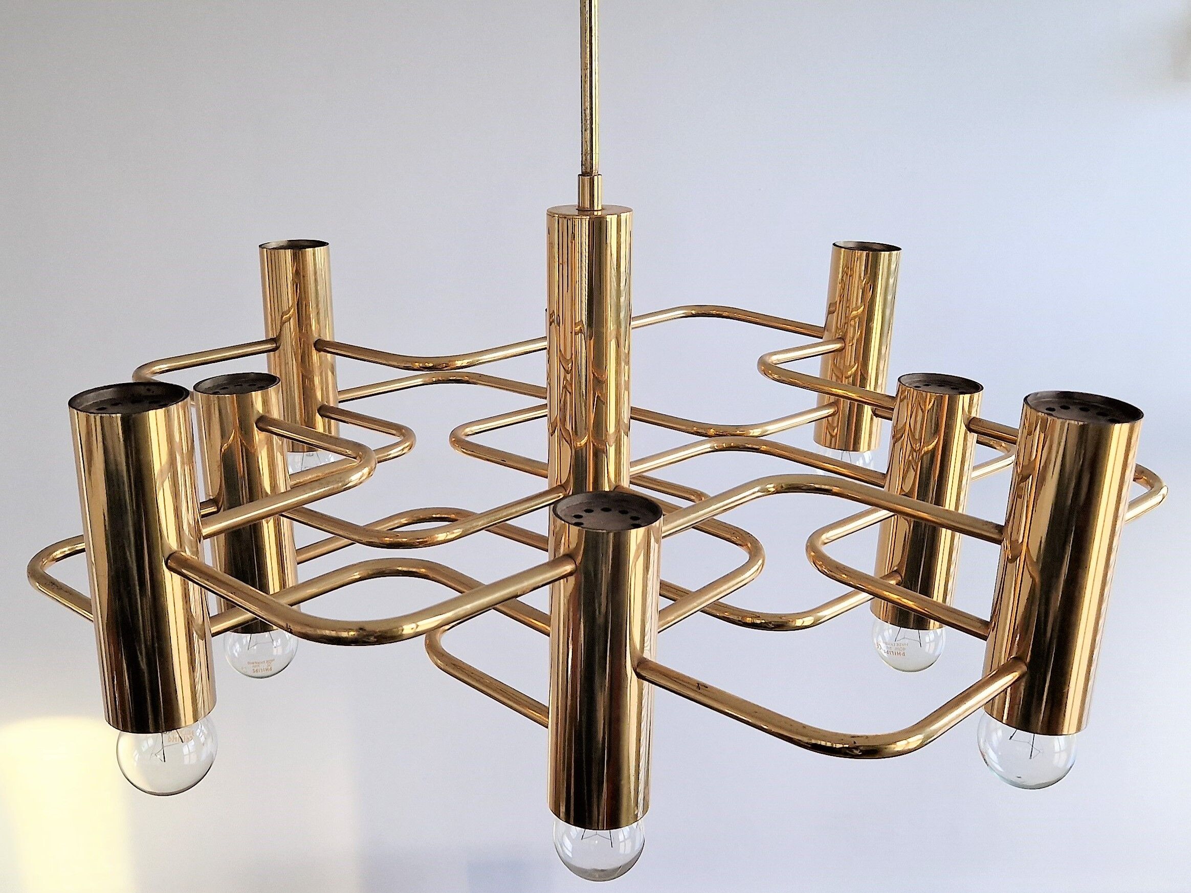 Brass chandelier by Sciolari for Boulanger, Belgium 1970's
