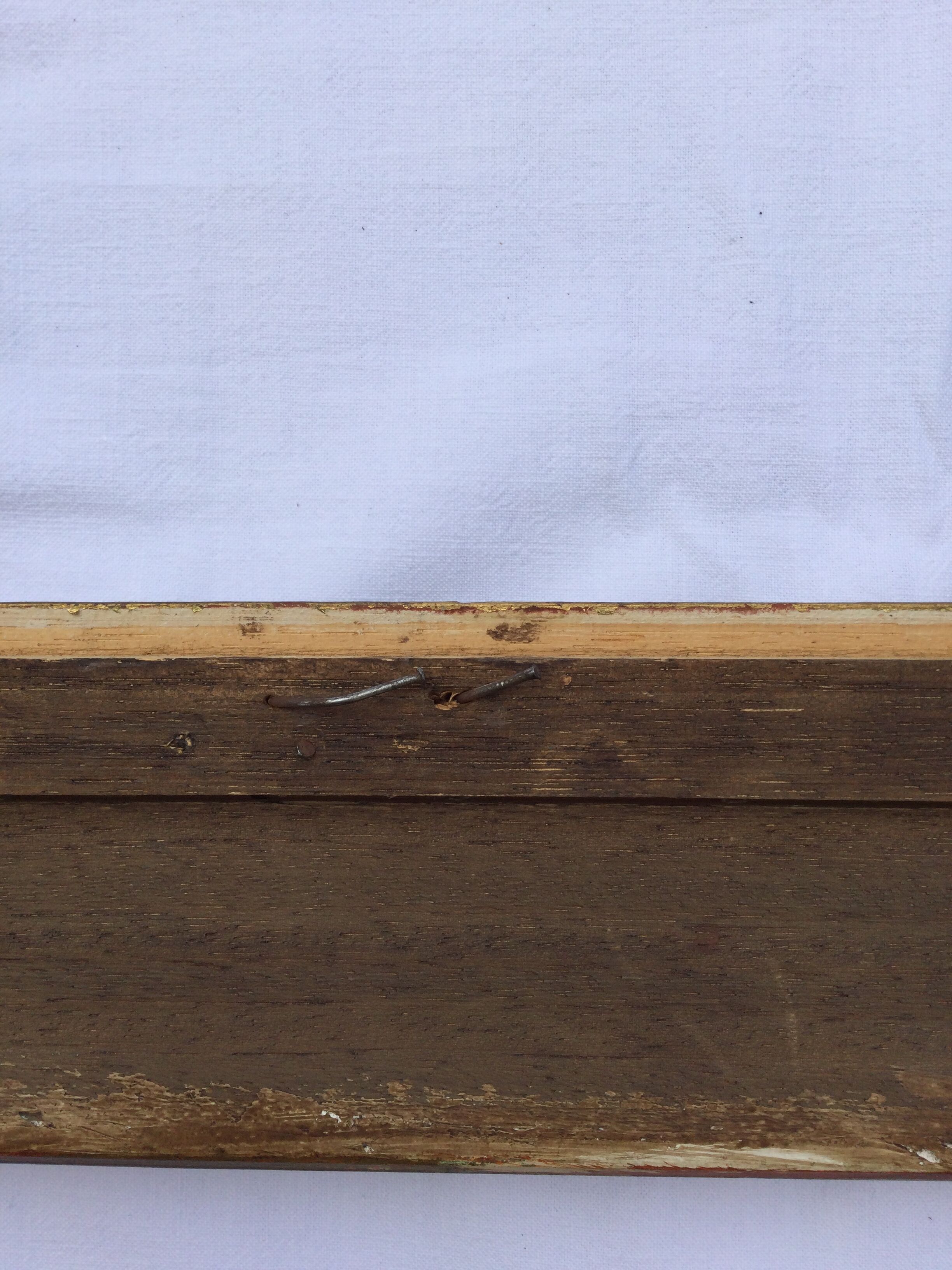 1950s frame in gilded wood aged effect and fabric