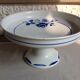 Cup on foot in white ceramic and blue flowers / vintage 50-60 years