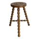 Tabouret tripode ancien en bois torsadé