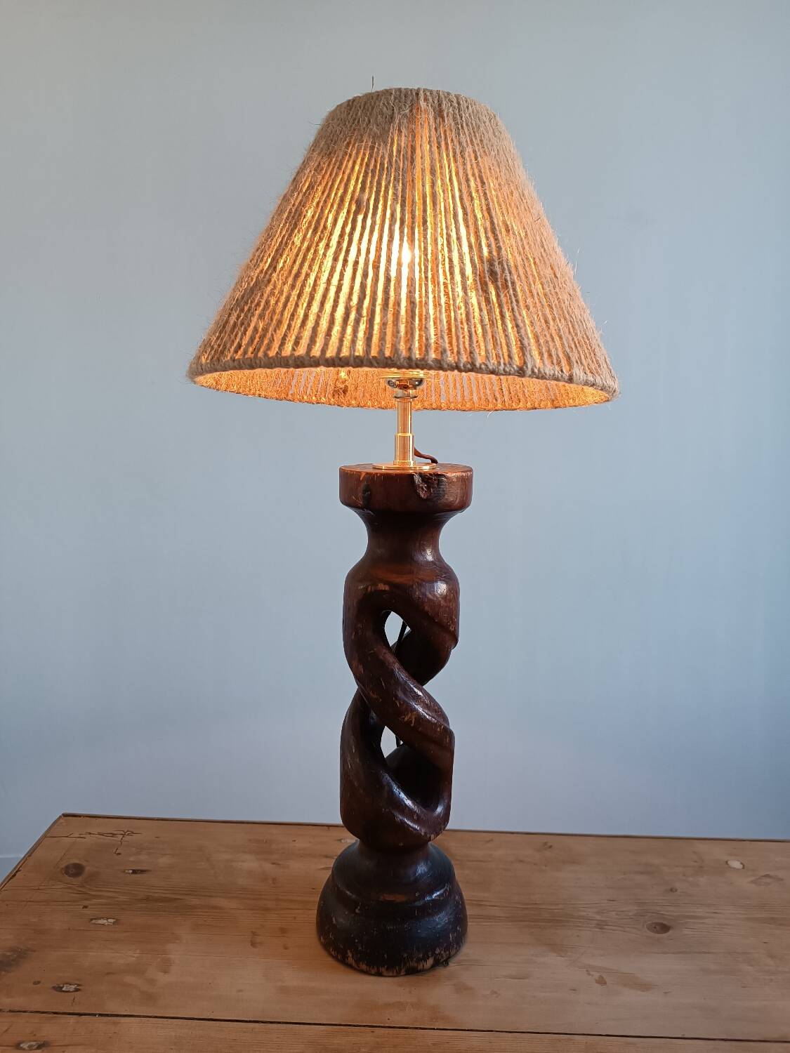 Turned wood lamp 1950