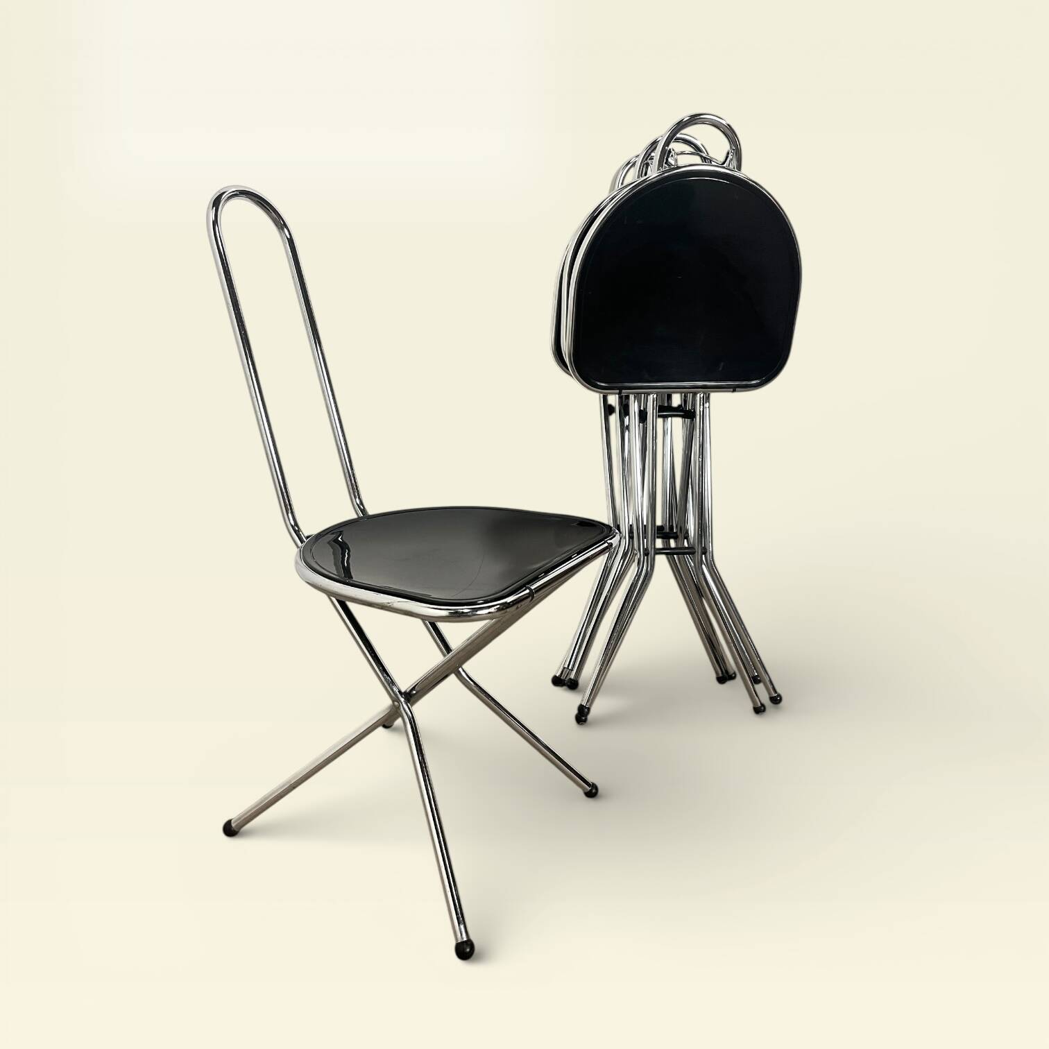 Set of 4 post-modern folding chairs, Niels Gammelgaard, Ikea, 198