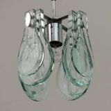 Mid-Century Modern Italian Chrome and Thick Glass Pendant by Veca, 1960s