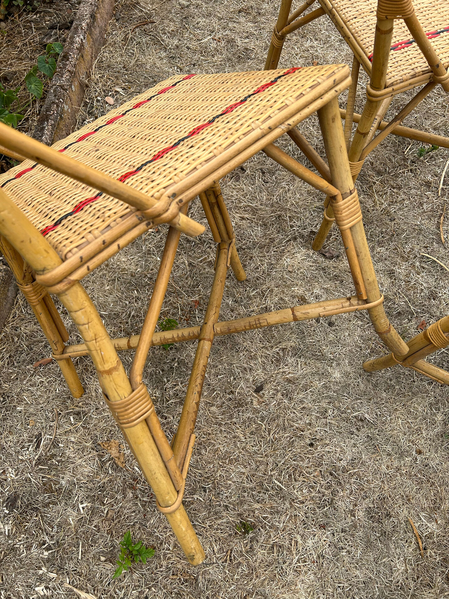 Set de 3 chaises en rotin vintage