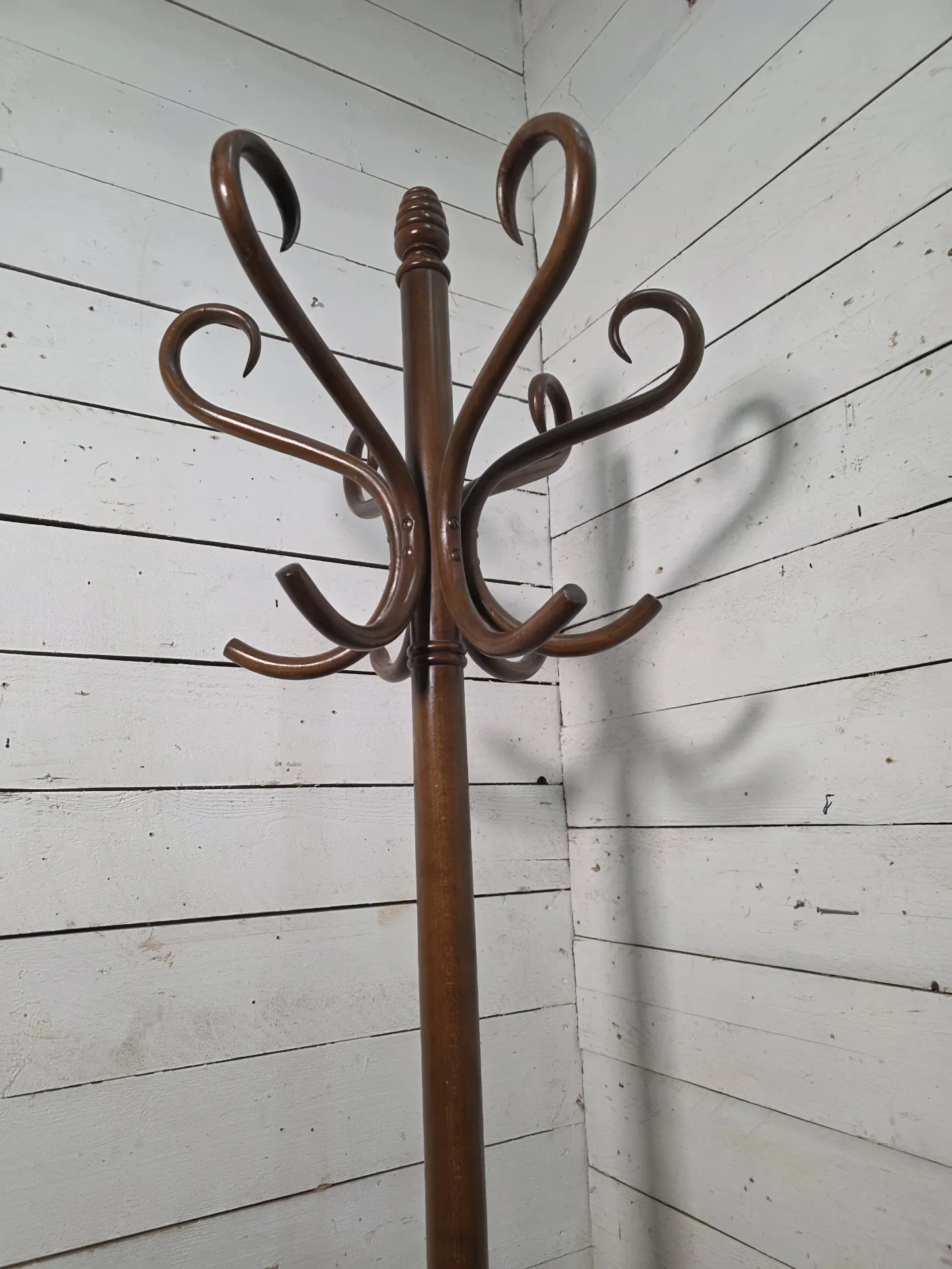 Curved antique wooden parrot