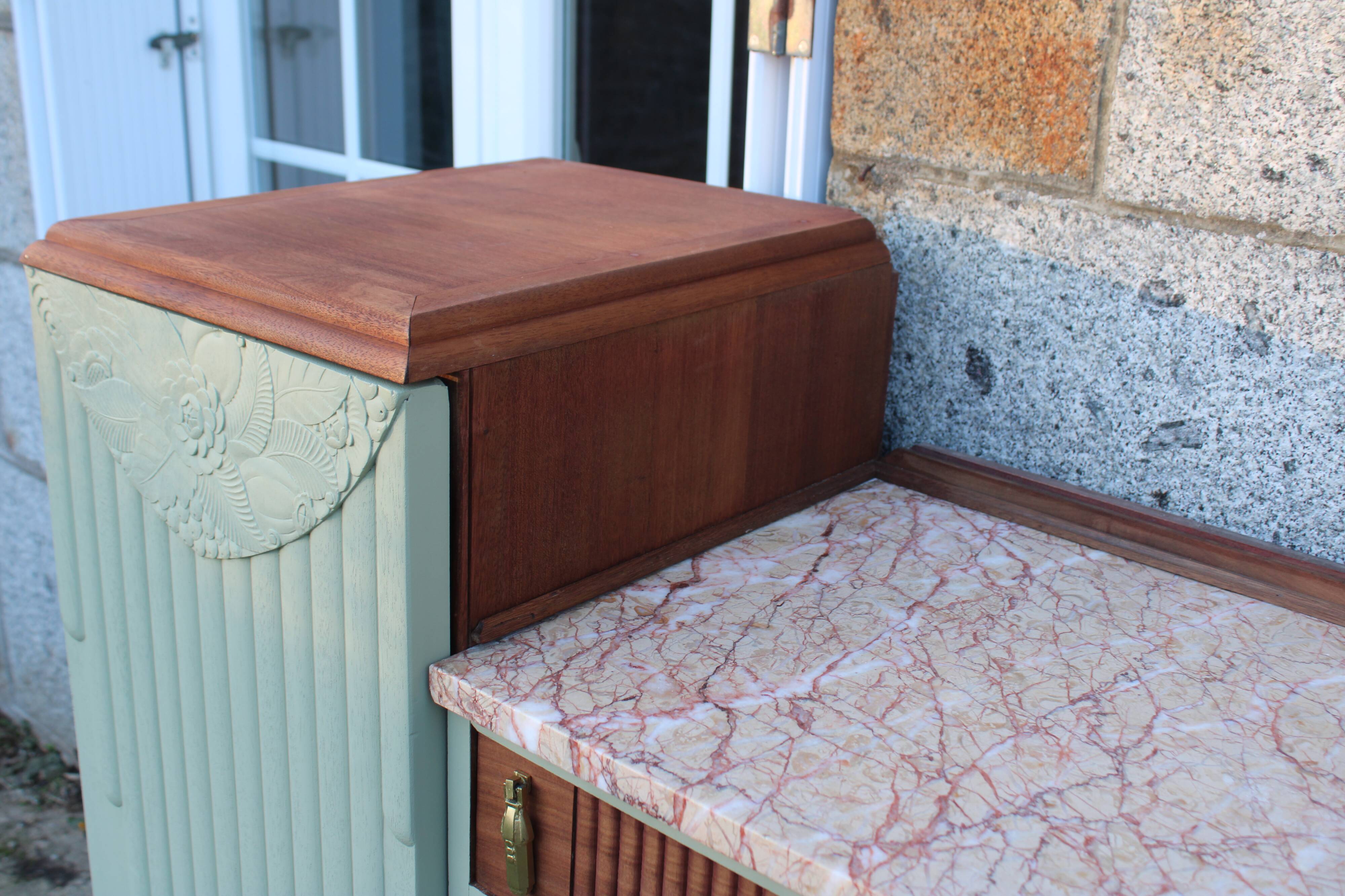 Renovated antique Art Deco sideboard – Lizard Green (Pure & Paint)